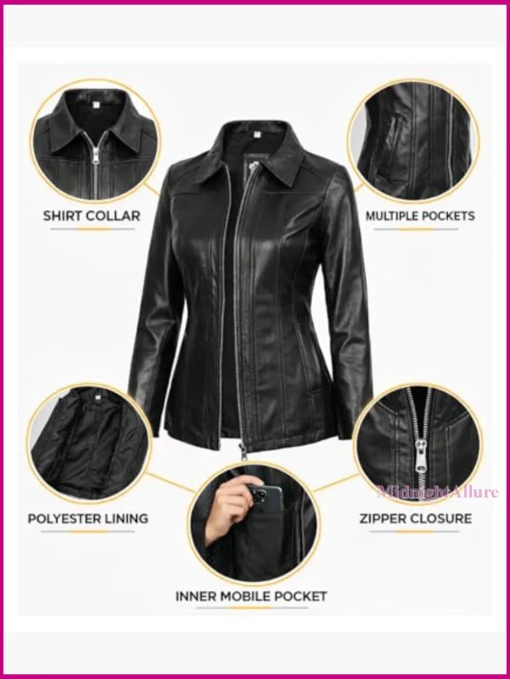 Lambskin Leather Jacket Blazer Style with Zip Pockets - Picture 6 of 7